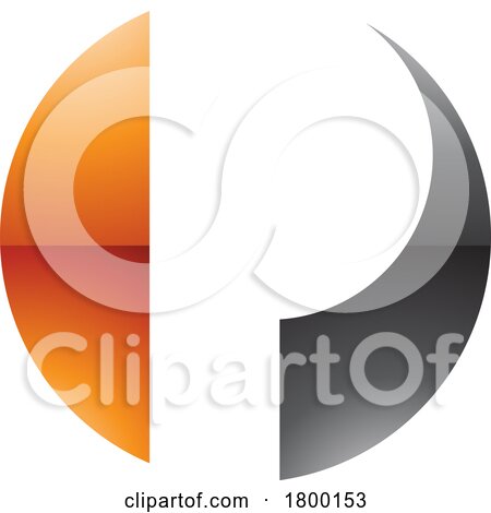 Orange and Black Glossy Circle Shaped Letter P Icon by cidepix