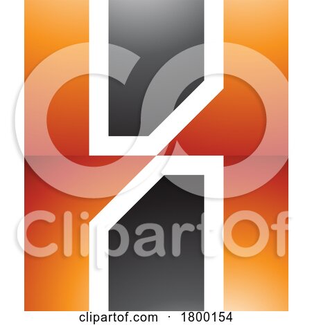 Orange and Black Glossy Letter H Icon with Vertical Rectangles by cidepix