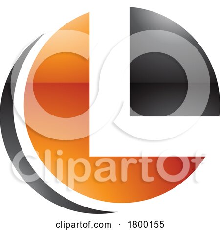 Orange and Black Glossy Circle Shaped Letter L Icon by cidepix