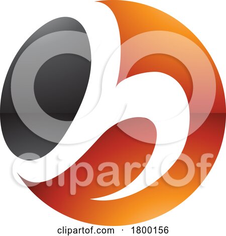 Orange and Black Glossy Circle Shaped Letter H Icon by cidepix