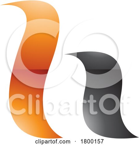 Orange and Black Glossy Calligraphic Letter H Icon by cidepix
