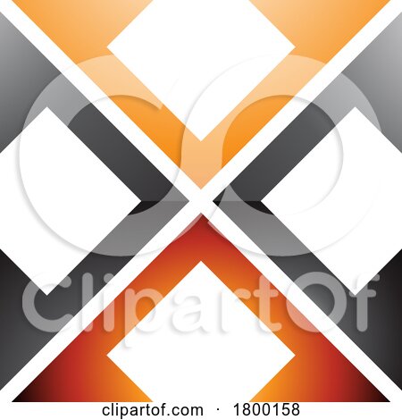 Orange and Black Glossy Arrow Square Shaped Letter X Icon by cidepix