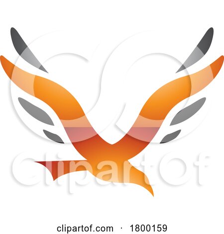 Orange and Black Glossy Bird Shaped Letter V Icon by cidepix