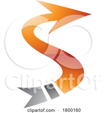 Orange and Black Glossy Arrow Shaped Letter S Icon by cidepix