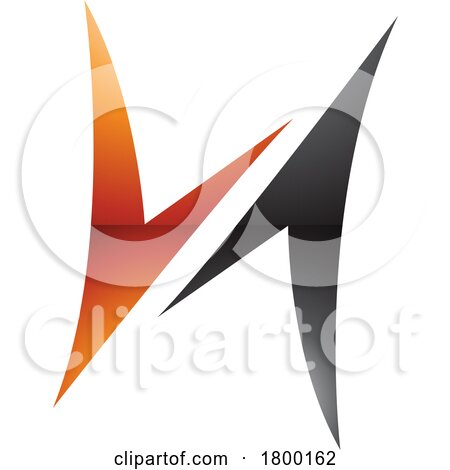 Orange and Black Glossy Arrow Shaped Letter H Icon by cidepix