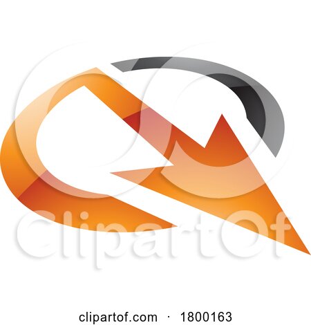 Orange and Black Glossy Arrow Shaped Letter Q Icon by cidepix