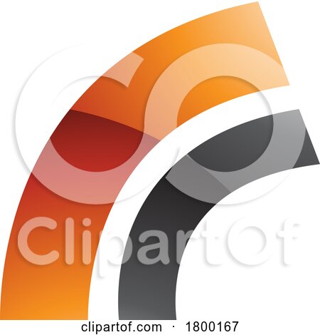 Orange and Black Glossy Arc Shaped Letter R Icon by cidepix