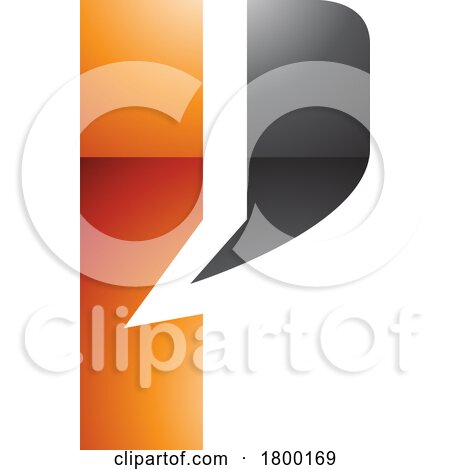 Orange and Black Glossy Letter P Icon with a Bold Rectangle by cidepix