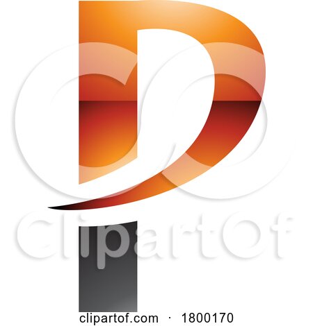 Orange and Black Glossy Letter P Icon with a Pointy Tip by cidepix