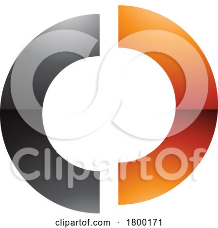 Orange and Black Glossy Split Shaped Letter O Icon by cidepix