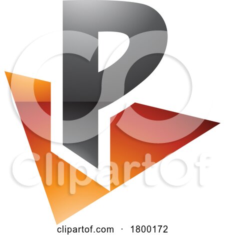 Orange and Black Glossy Letter P Icon with a Triangle by cidepix