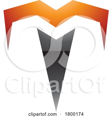 Orange and Black Glossy Letter T Icon with Pointy Tips by cidepix
