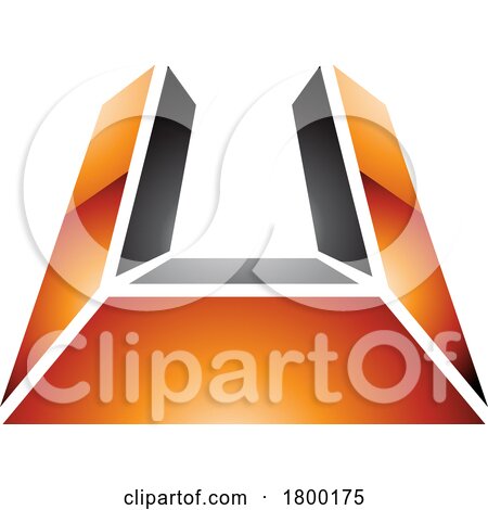 Orange and Black Glossy Letter U Icon in Perspective by cidepix