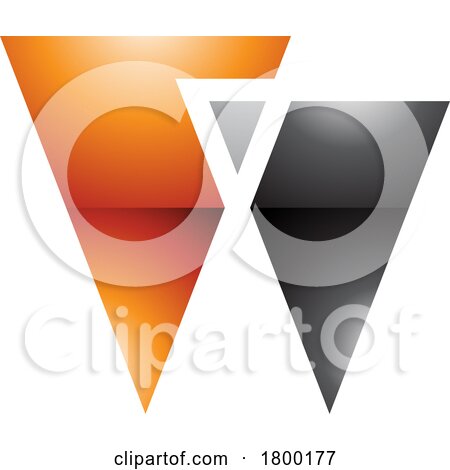 Orange and Black Glossy Letter W Icon with Triangles by cidepix