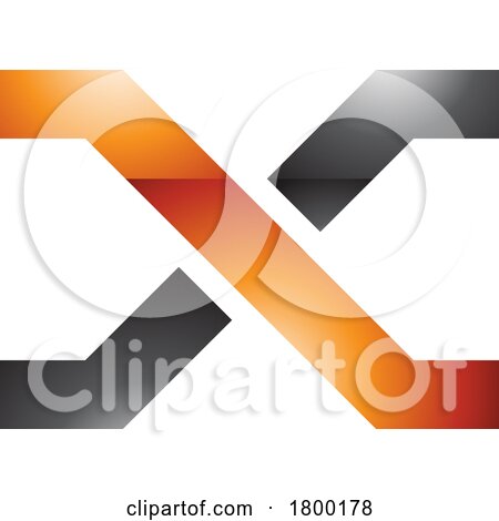 Orange and Black Glossy Letter X Icon with Crossing Lines by cidepix