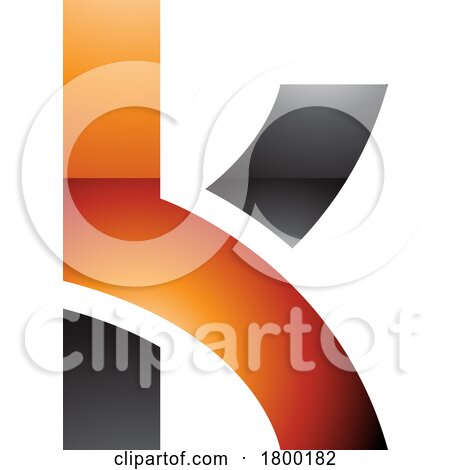 Orange and Black Glossy Lowercase Letter K Icon with Overlapping Paths by cidepix