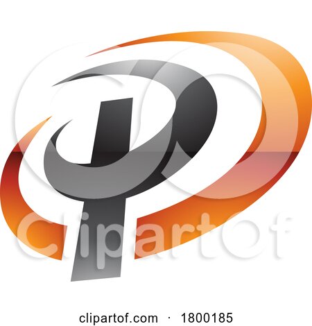 Orange and Black Glossy Oval Shaped Letter P Icon by cidepix