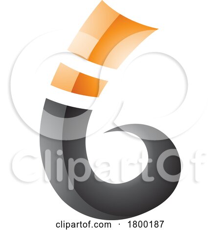 Orange and Black Curly Glossy Spike Shape Letter B Icon by cidepix