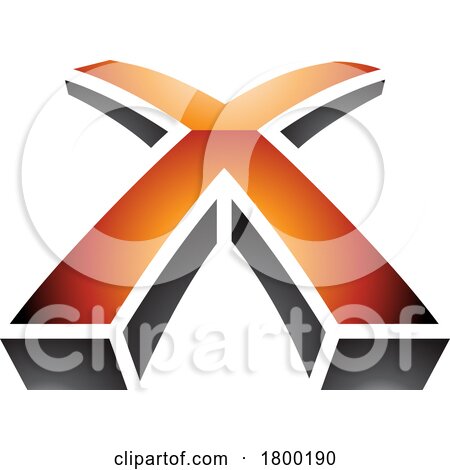 Orange and Black Glossy 3d Shaped Letter X Icon by cidepix