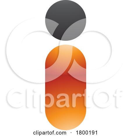 Orange and Black Glossy Abstract Round Person Shaped Letter I Icon by cidepix