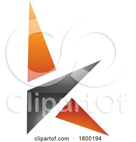 Orange and Black Glossy Letter K Icon with Triangles by cidepix