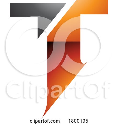 Orange and Black Glossy Split Shaped Letter T Icon by cidepix