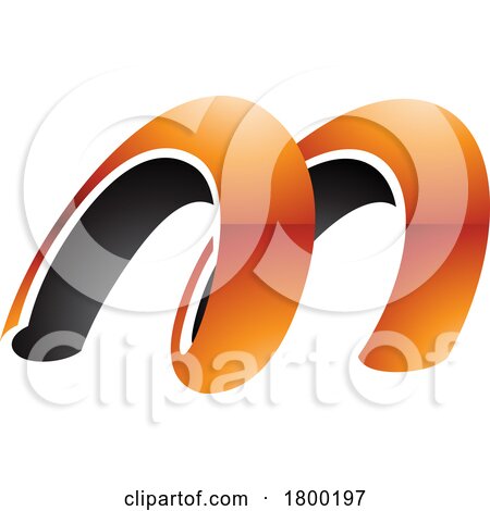 Orange and Black Glossy Spring Shaped Letter M Icon by cidepix