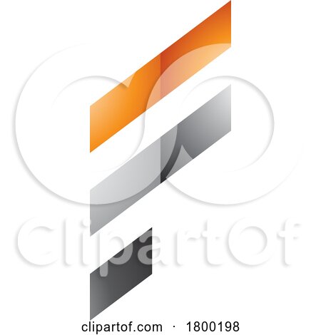 Orange and Grey Glossy Letter F Icon with Diagonal Stripes by cidepix