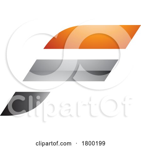 Orange and Grey Glossy Letter F Icon with Horizontal Stripes by cidepix