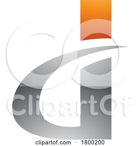 Orange and Grey Glossy Curvy Pointed Letter D Icon by cidepix