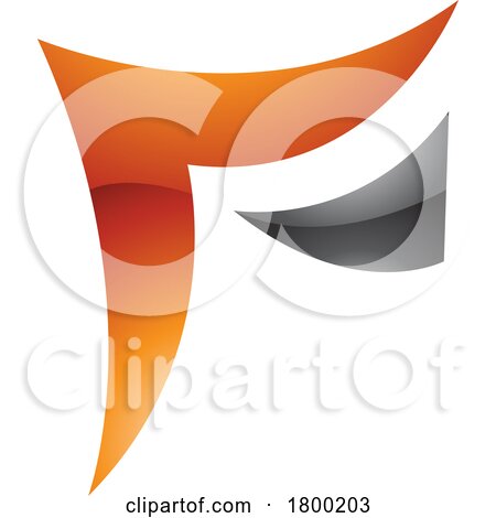 Orange and Black Wavy Glossy Paper Shaped Letter F Icon by cidepix