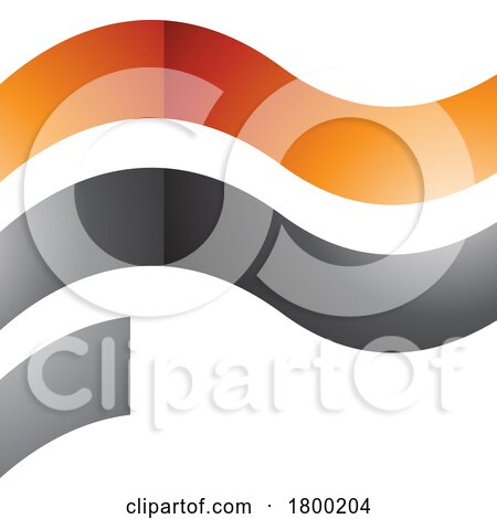Orange and Black Wavy Glossy Flag Shaped Letter F Icon by cidepix