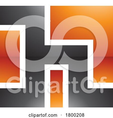 Orange and Black Square Shaped Glossy Letter H Icon by cidepix