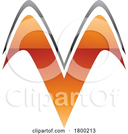 Orange and Black Glossy Wing Shaped Letter V Icon by cidepix