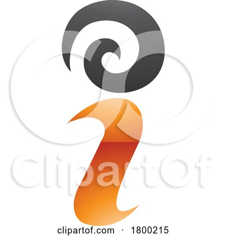 Orange and Black Glossy Swirly Letter I Icon by cidepix