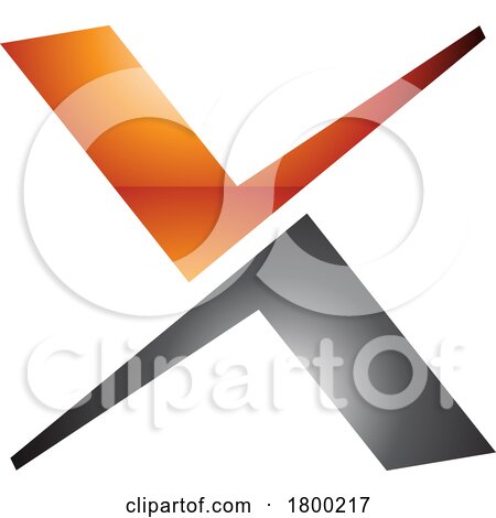 Orange and Black Glossy Tick Shaped Letter X Icon by cidepix
