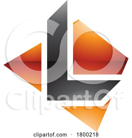 Orange and Black Glossy Trapezium Shaped Letter L Icon by cidepix