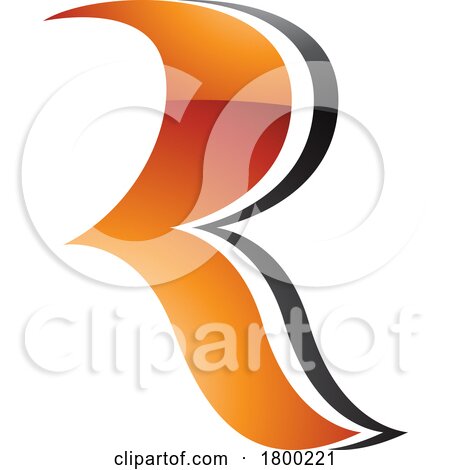 Orange and Black Glossy Wavy Shaped Letter R Icon by cidepix
