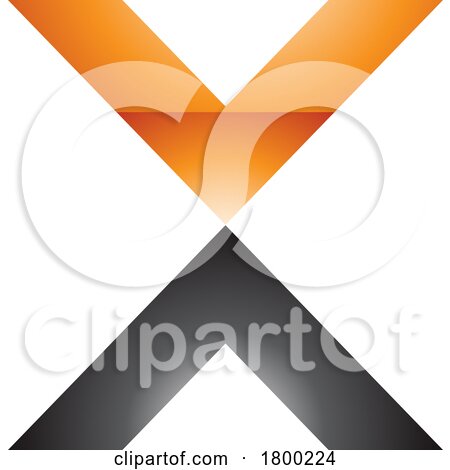 Orange and Black Glossy V Shaped Letter X Icon by cidepix