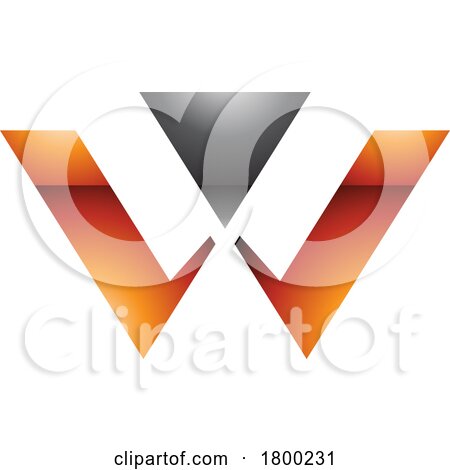 Orange and Black Glossy Triangle Shaped Letter W Icon by cidepix
