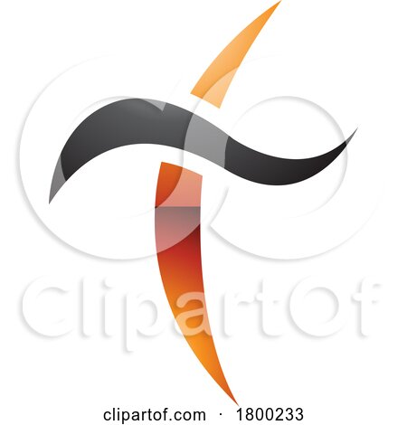 Orange and Black Glossy Curvy Sword Shaped Letter T Icon by cidepix