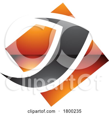 Orange and Black Glossy Diamond Square Letter J Icon by cidepix
