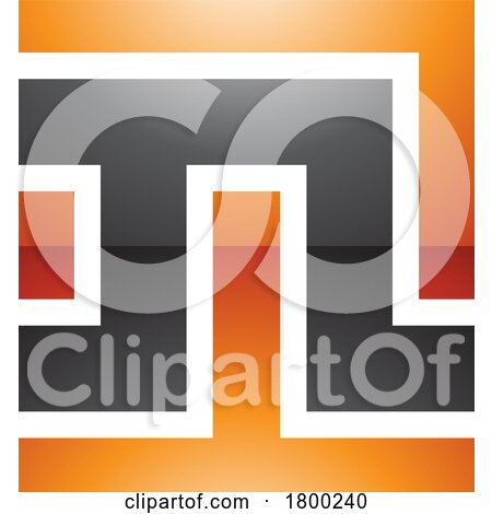 Orange and Black Glossy Square Shaped Letter N Icon by cidepix