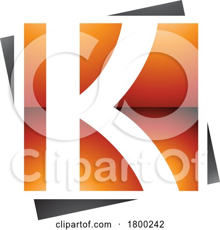 Orange and Black Glossy Square Letter K Icon by cidepix
