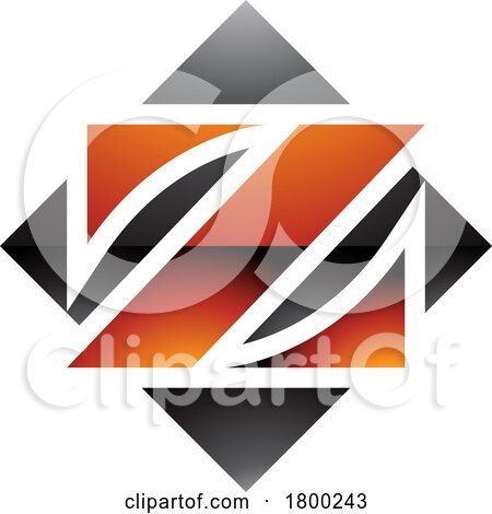 Orange and Black Glossy Square Diamond Shaped Letter Z Icon by cidepix