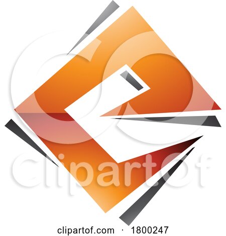 Orange and Black Glossy Square Diamond Letter E Icon by cidepix