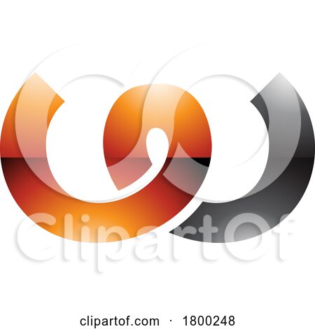 Orange and Black Glossy Spring Shaped Letter W Icon by cidepix