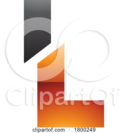 Orange and Black Glossy Split Shaped Letter L Icon by cidepix