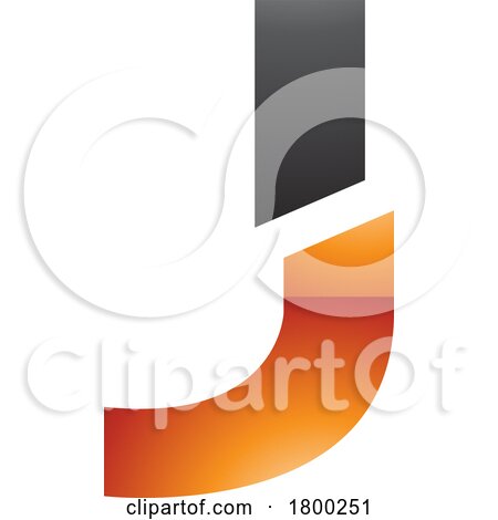 Orange and Black Glossy Split Shaped Letter J Icon by cidepix