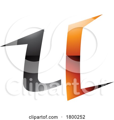 Orange and Black Glossy Spiky Shaped Letter U Icon by cidepix